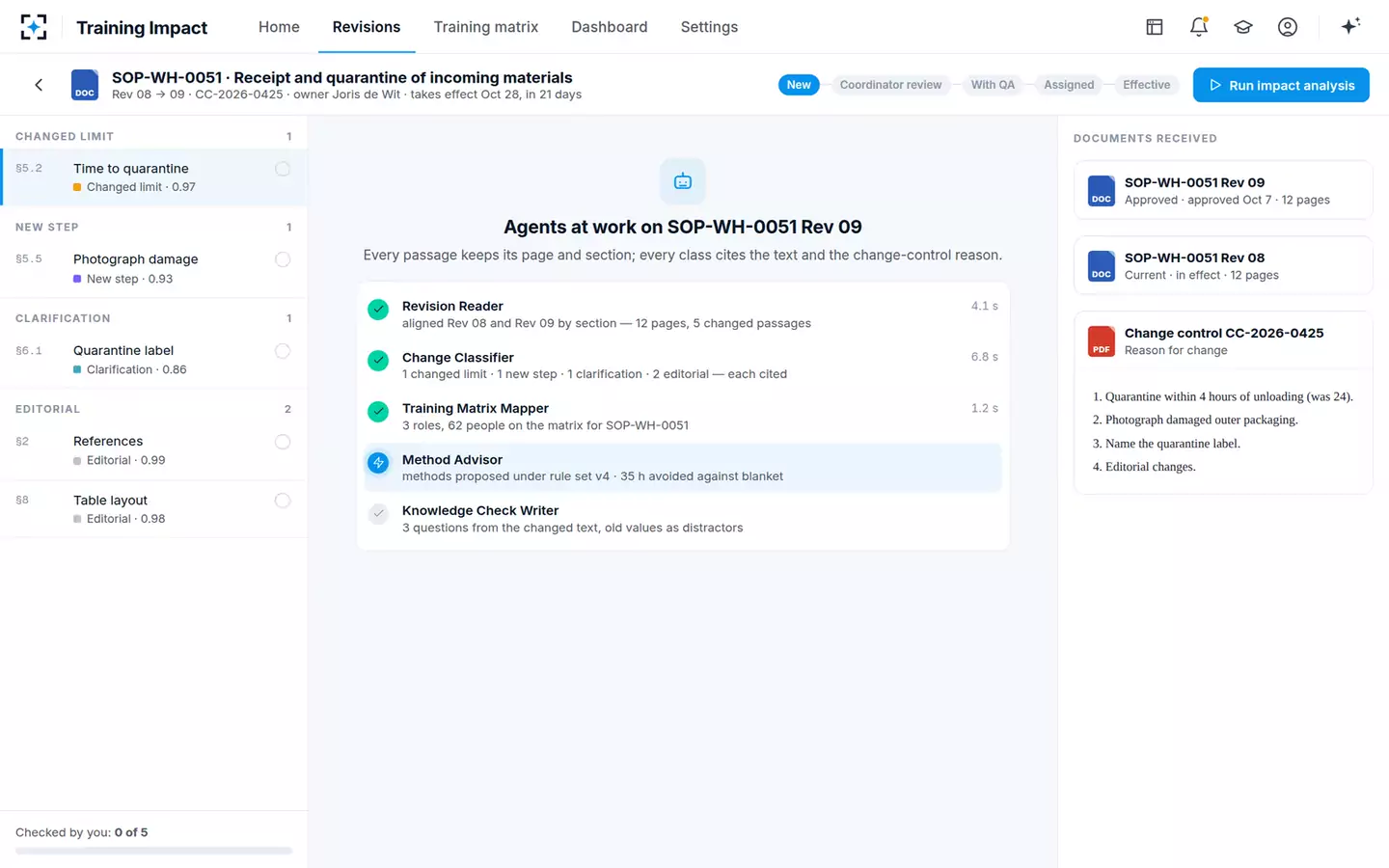 SOP Change-to-Training Impact Agent — Agents at work