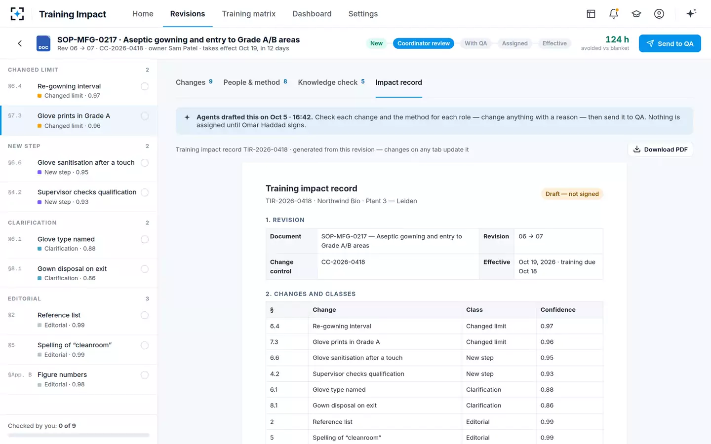 SOP Change-to-Training Impact Agent — Training impact record
