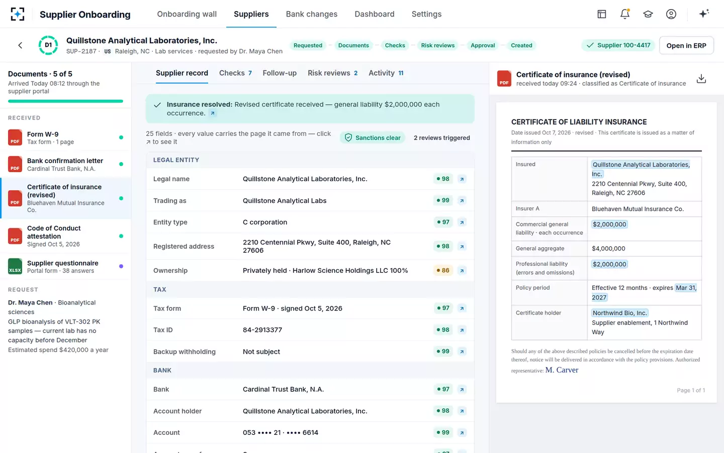 Supplier Onboarding Orchestrator — Supplier created
