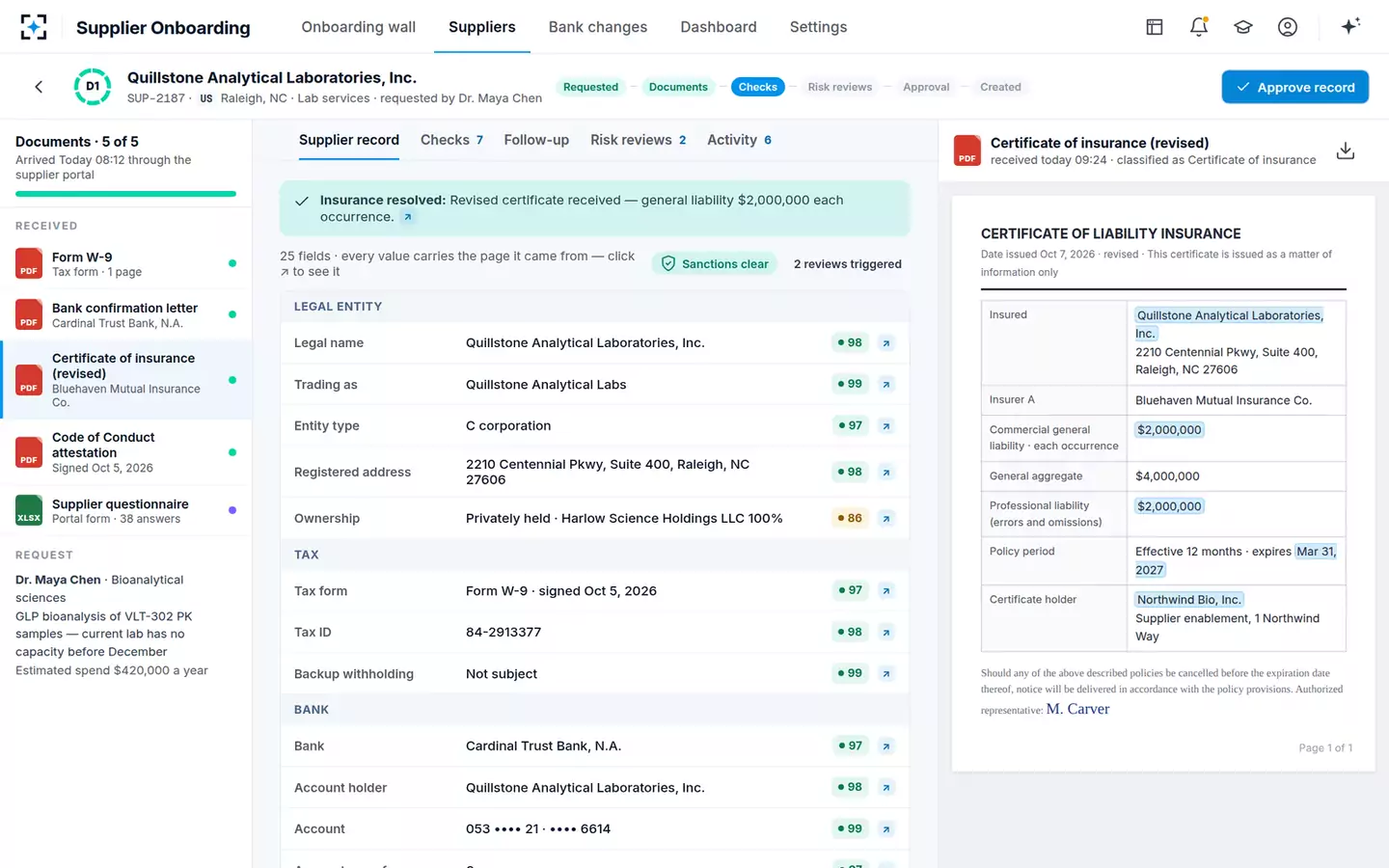 Supplier Onboarding Orchestrator — Finding resolved