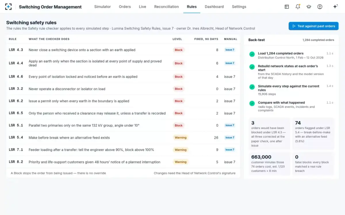 Switching Order Management — Switching safety rules