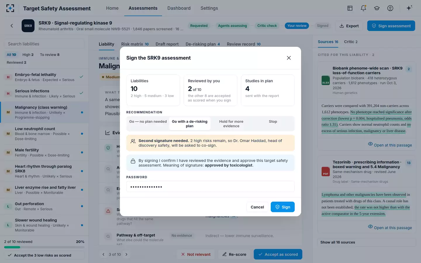 Target Safety Assessment Agent — Sign the assessment