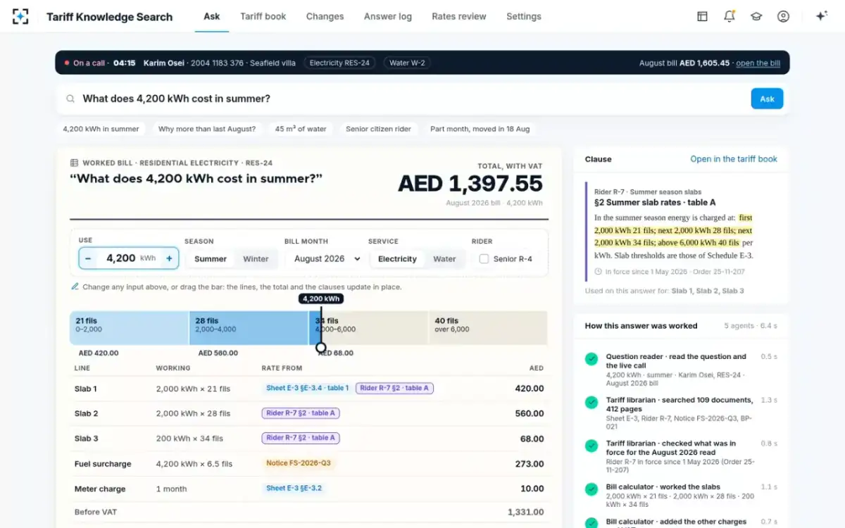 Tariff Knowledge Search — Ask, and get the worked bill
