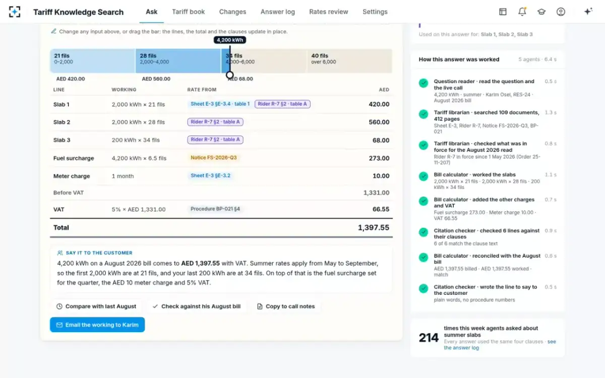 Tariff Knowledge Search — How the answer was worked