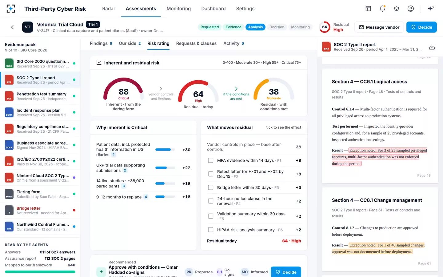 Third-Party Cyber Risk Assessor — Inherent and residual risk