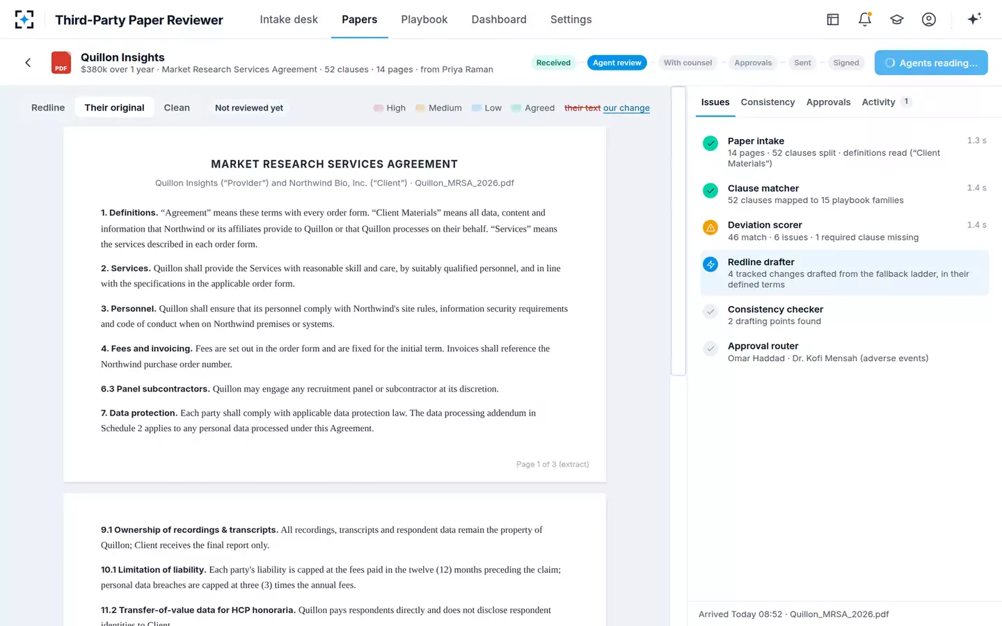 Third-Party Paper Playbook Reviewer — Agents at work