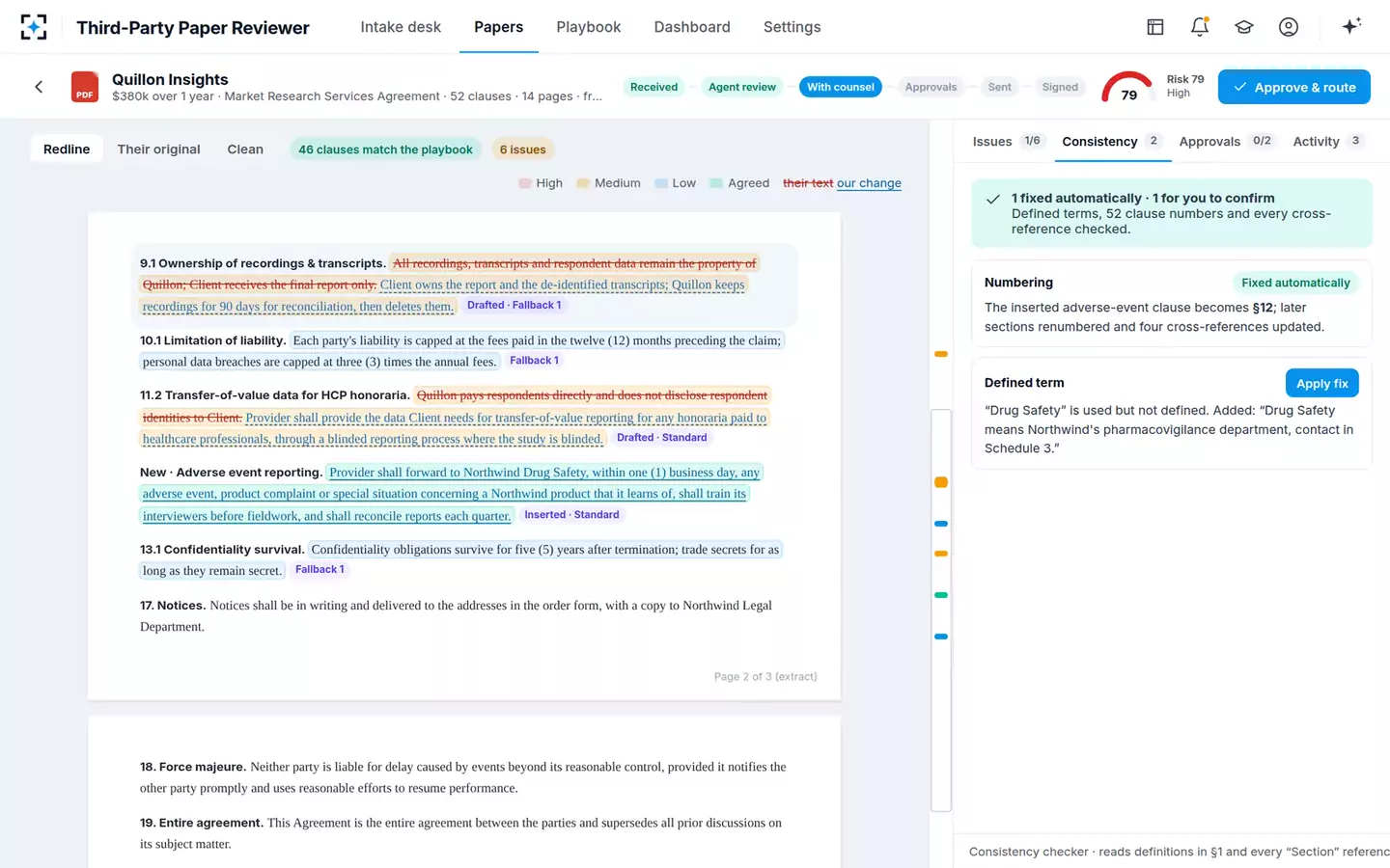 Third-Party Paper Playbook Reviewer — Consistency check