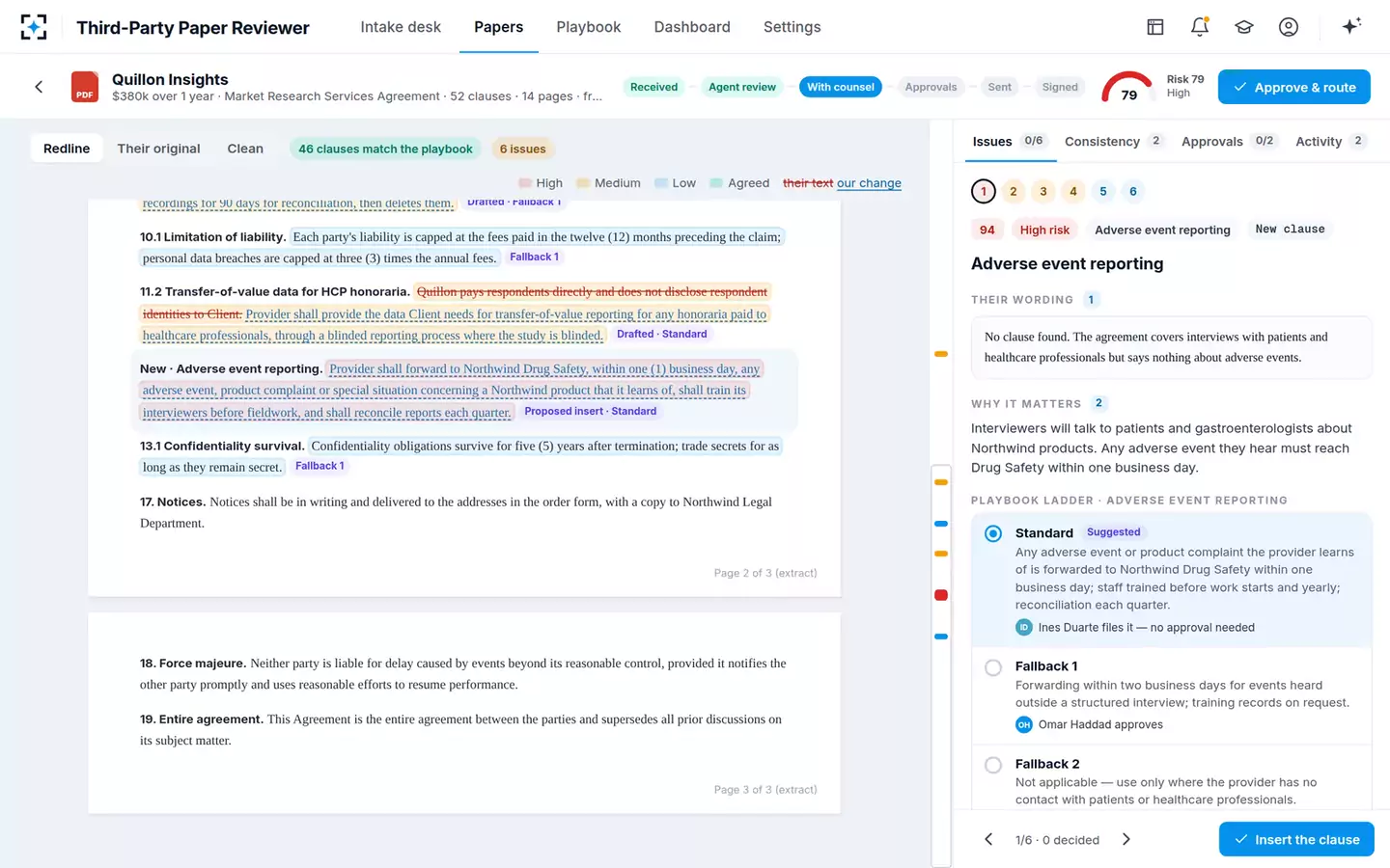 Third-Party Paper Playbook Reviewer — The issue and the redline