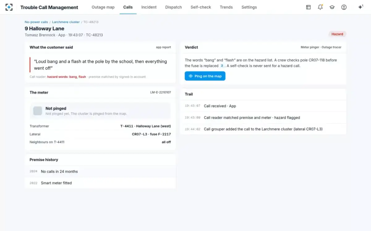 Trouble Call Management — A hazard call
