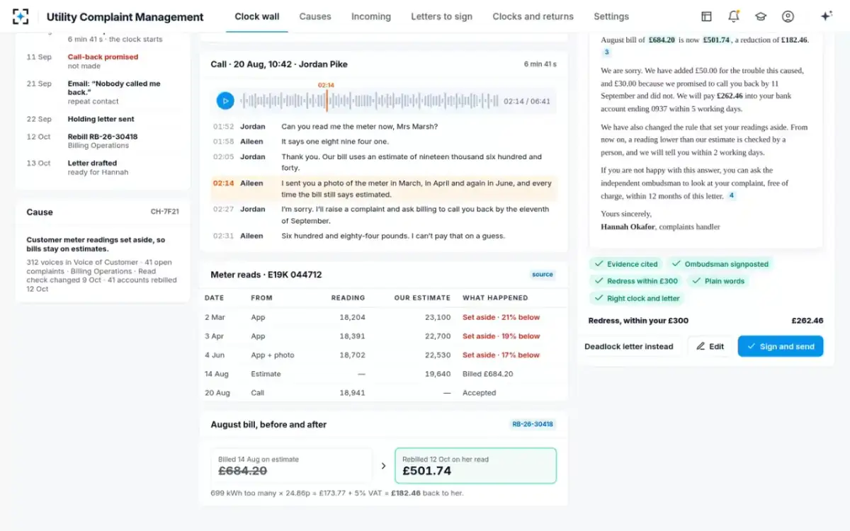 Utility Complaint Management — The evidence