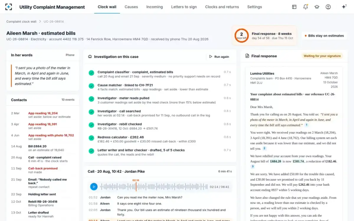 Utility Complaint Management — The case