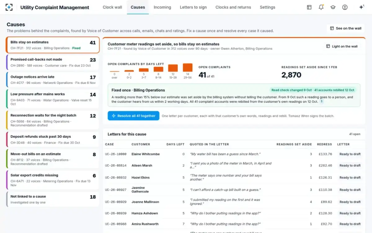 Utility Complaint Management — Causes
