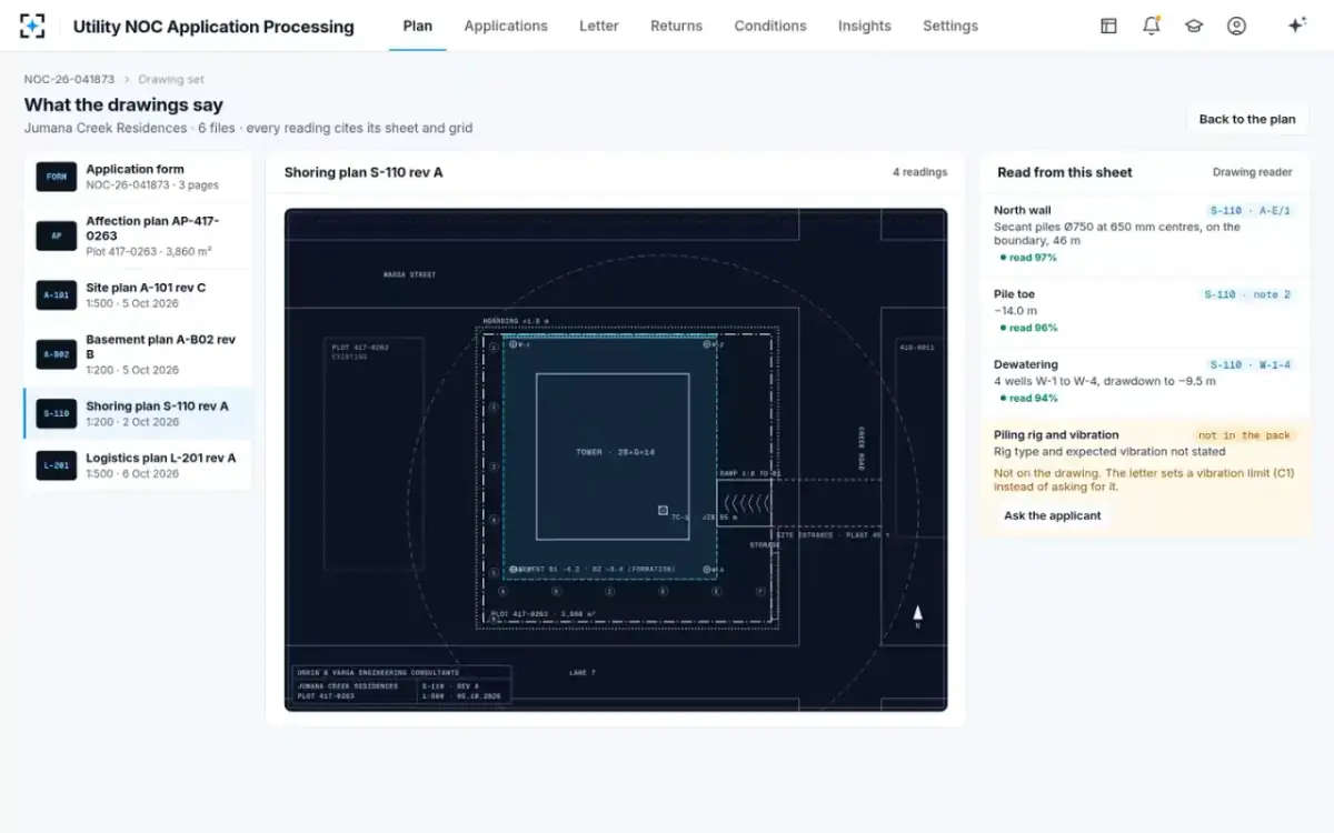 Utility NOC Application Processing — What the drawings say