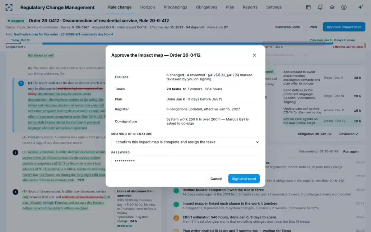 Regulatory Change Management — Approve and sign