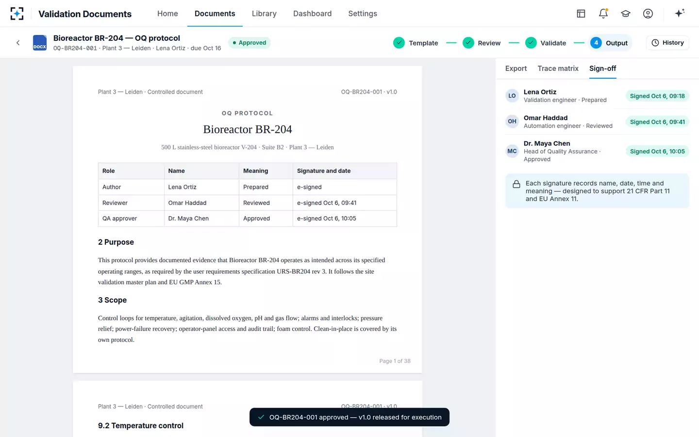 Validation Document Generator — Approved for execution
