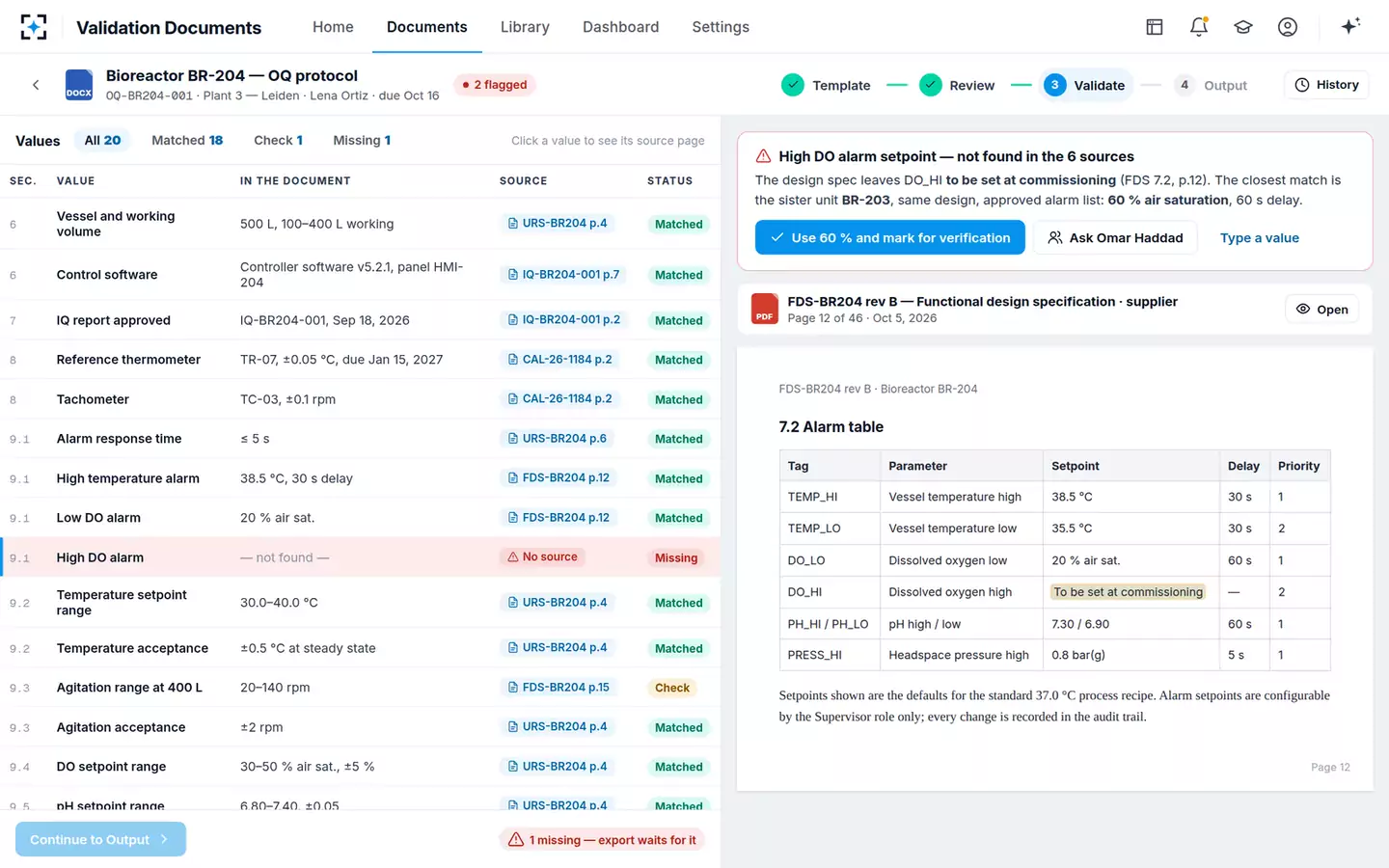 Validation Document Generator — Every value, checked