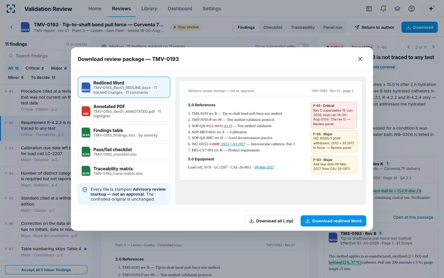 Validation Review Panel — The review package