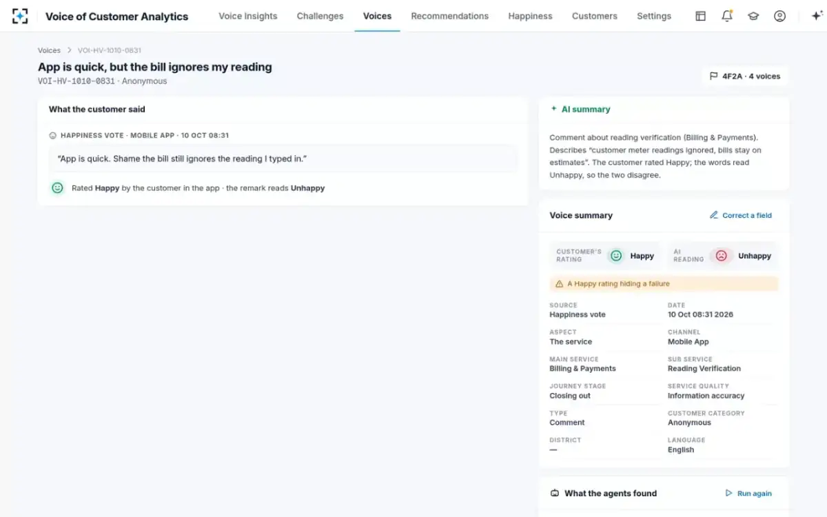 Voice of Customer Analytics — A Happy rating hiding a failure