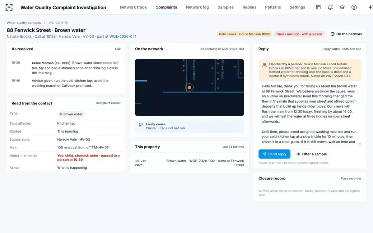 Water Quality Complaint Investigation — One contact